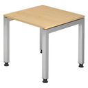 Hoogteverstelbaar bureau JAVA 8 S met esdoornhouten blad en zilverkleurige poten van hjh OFFICE PRO