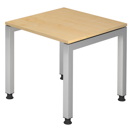 Hoogteverstelbaar bureau JAVA 8 S met esdoornhouten blad en zilverkleurige poten van hjh OFFICE PRO