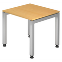 Hoogteverstelbaar bureau JAVA 8 S met beukenkleurig blad en zilverkleurige poten van hjh OFFICE PRO