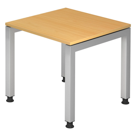 Hoogteverstelbaar bureau JAVA 8 S met beukenkleurig blad en zilverkleurige poten van hjh OFFICE PRO