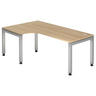 L-vormig bureau JAVA 82 S in eikenlook met zilverkleurige metalen poten van hjh OFFICE PRO