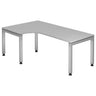Grijs L-vormig bureau JAVA 82 S met zilverkleurige poten en kabeldoorvoeren van hjh OFFICE PRO