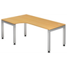 L-vormig bureau JAVA 82 S in beukenlook met zilverkleurige metalen poten van hjh OFFICE PRO