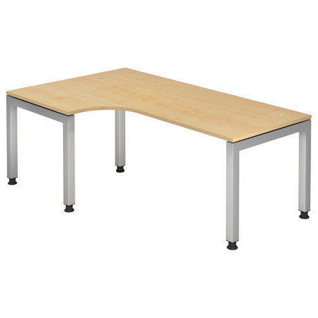 L-vormig bureau JAVA 82 S in esdoornoptiek met zilverkleurige metalen poten van hjh OFFICE PRO