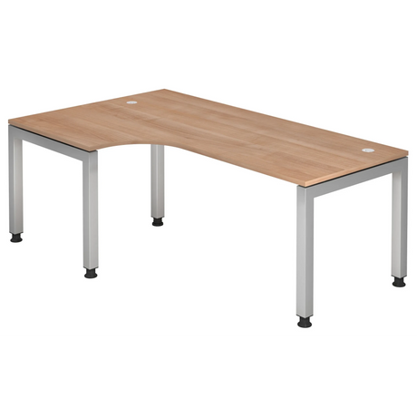 L-vormig bureau JAVA 82 S in walnoot-look met zilverkleurig frame van hjh OFFICE PRO