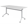 Grijze Conferentietafel KALA 16 als verrijdbare klaptafel met zilverkleurig onderstel van hjh OFFICE PRO