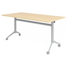 Conferentietafel KALA 16 met licht esdoornhouten blad, zilveren frame en vier zwenkwielen van hjh OFFICE PRO