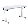 Systeem conferentietafel KALOS 14 met wit tafelblad en glanzende metalen poten van hjh OFFICE PRO