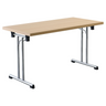 Systeem conferentietafel KALOS 14 in beuken met verchroomd frame en T-voet van hjh OFFICE PRO
