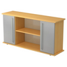 Sideboard KAPA SB in beukenlook met zilveren metalen deuren en twee open vakken van hjh OFFICE PRO
