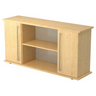 Sideboard KAPA SB in esdoornoptiek met twee deuren, open vakken en chromen grepen van hjh OFFICE PRO
