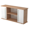Sideboard KAPA SB in walnoot- en wit-look met twee deuren, open vakken en chromen handgrepen van hjh OFFICE PRO