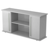 Grijs sideboard KAPA SB met twee deuren, chromen grepen en een open vak van hjh OFFICE PRO