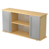 Dressoir KAPA SB in esdoorn-look met zilveren metalen deuren en chromen grepen van hjh OFFICE PRO