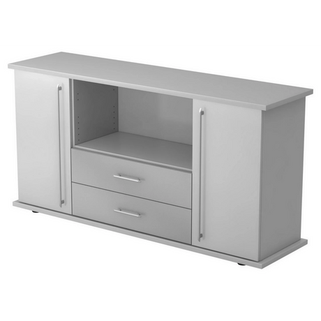Grijs dressoir KAPA SB met twee deuren, twee laden en railgrepen van hjh OFFICE PRO
