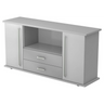 Grijs dressoir KAPA SB met twee deuren, twee laden en chromen grepen van hjh OFFICE PRO