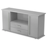 Grijs dressoir KAPA SB met twee deuren, twee laden en zilverkleurige handgrepen van hjh OFFICE PRO