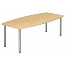 Conferentietafel KARAT 22 C in esdoorn-look met vier zilverkleurige chroompoten van hjh OFFICE PRO