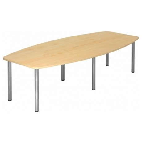Conferentietafel KARAT 28 C in esdoornlook met zes zilverkleurige chromen poten van hjh OFFICE PRO