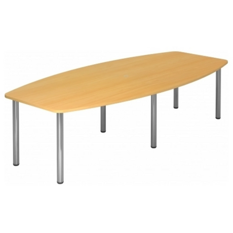 Conferentietafel KARAT 28 C in beukenhout-look met zes ronde chromen poten van hjh OFFICE PRO