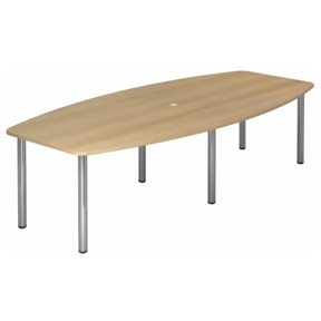 Conferentietafel KARAT 28 C in eikenlook met ovaal blad en vier chromen poten van hjh OFFICE PRO