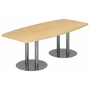 Conferentietafel KARAT S 22 C van licht esdoornhout met twee verchroomde kolompoten van hjh OFFICE PRO