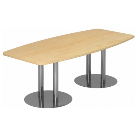 Conferentietafel KARAT S 22 C van licht esdoornhout met twee verchroomde kolompoten van hjh OFFICE PRO