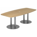 Conferentietafel KARAT S 22 C met ovaal eikenhouten blad en twee verchroomde zuulpoten van hjh OFFICE PRO