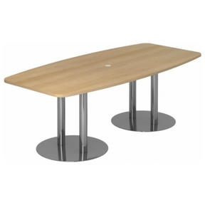 Conferentietafel KARAT S 22 C met ovaal eikenhouten blad en twee verchroomde zuulpoten van hjh OFFICE PRO