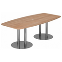 Conferentietafel KARAT S 22 C met notenhouten blad en twee verchroomde kolompoten van hjh OFFICE PRO