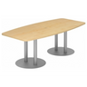 Conferentietafel KARAT S 22 S met licht esdoornhouten oppervlak en twee zilverkleurige zuulpoten van hjh OFFICE PRO