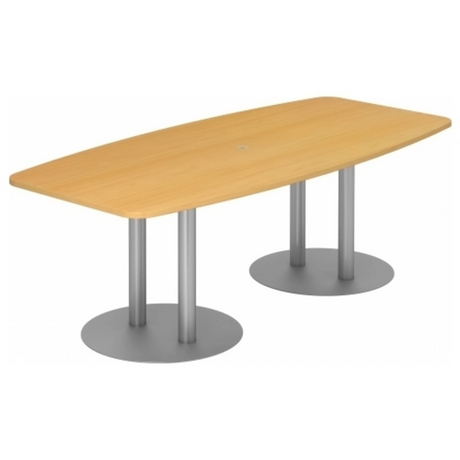 Conferentietafel KARAT S 22 S met beukenkleurige plaat en zilverkleurige kolompoten van hjh OFFICE PRO