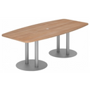 Conferentietafel KARAT S 22 S in walnoot-look met twee zilverkleurige zuulpoten van hjh OFFICE PRO