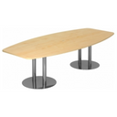 Conferentietafel KARAT S 28 C met licht esdoornhouten blad en twee verchroomde kolompoten van hjh OFFICE PRO