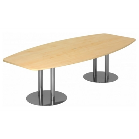 Conferentietafel KARAT S 28 C met licht esdoornhouten blad en twee verchroomde kolompoten van hjh OFFICE PRO