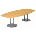 Conferentietafel KARAT S 28 C in beukenlook met twee verchroomde zuulpoten van hjh OFFICE PRO