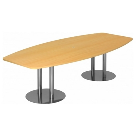 Conferentietafel KARAT S 28 C in beukenlook met twee verchroomde zuulpoten van hjh OFFICE PRO