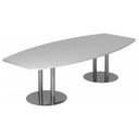 Grijze conferentietafel KARAT S 28 C met ovaal blad en twee verchroomde zuilpoten van hjh OFFICE PRO