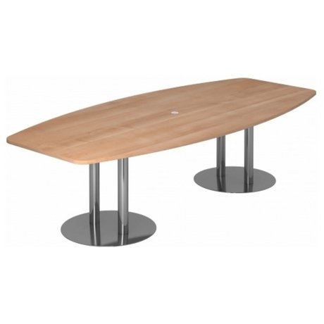 Conferentietafel KARAT S 28 C met walnotenhouten blad en verchroomde kolompoten van hjh OFFICE PRO