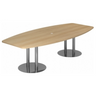Ovale conferentietafel KARAT S 28 C in eikenlook met twee chromen zuulpoten van hjh OFFICE PRO