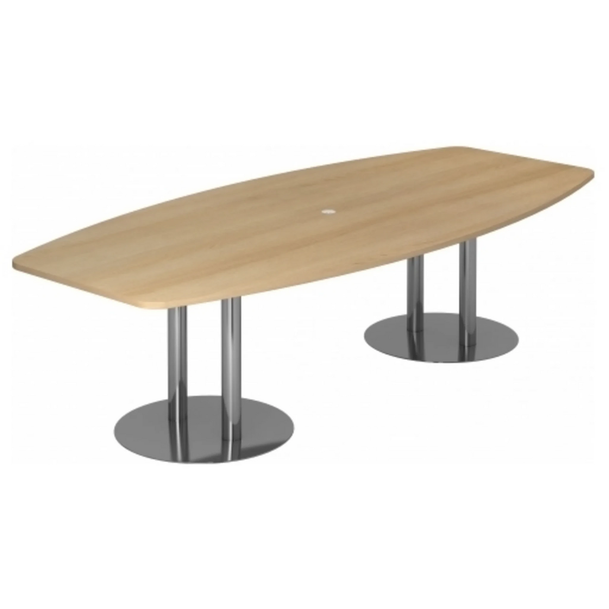 Ovale conferentietafel KARAT S 28 C in eikenlook met twee chromen zuulpoten van hjh OFFICE PRO