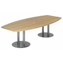 Ovale conferentietafel KARAT S 28 C in eikenlook met twee chromen zuulpoten van hjh OFFICE PRO