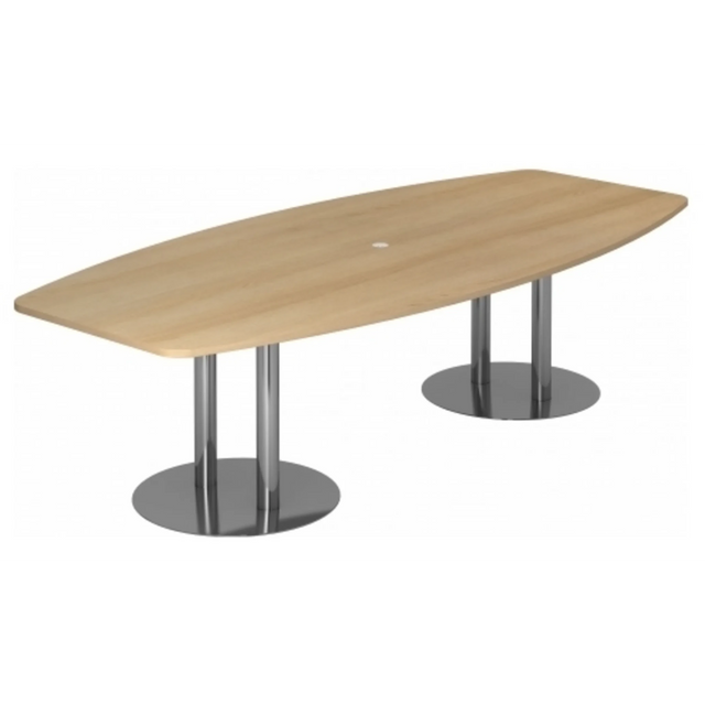 Ovale conferentietafel KARAT S 28 C in eikenlook met twee chromen zuulpoten van hjh OFFICE PRO