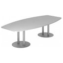 Grijze conferentietafel KARAT S 28 S met ovaal blad en zilverkleurige kolompoten van hjh OFFICE PRO