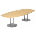 Ovale conferentietafel KARAT S 28 S in esdoornoptiek met zilverkleurige zuulpoten van hjh OFFICE PRO