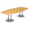 Conferentietafel KARAT S 28 S in beukenlook met twee zilverkleurige zuilpoten van hjh OFFICE PRO