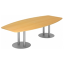 Conferentietafel KARAT S 28 S in beukenlook met twee zilverkleurige zuilpoten van hjh OFFICE PRO
