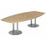 Ovale conferentietafel KARAT S 28 S in eikenlook met zilverkleurige zuulpoten van hjh OFFICE PRO