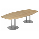 Ovale conferentietafel KARAT S 28 S in eikenlook met zilverkleurige zuulpoten van hjh OFFICE PRO