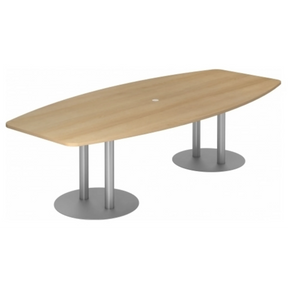Ovale conferentietafel KARAT S 28 S in eikenlook met zilverkleurige zuulpoten van hjh OFFICE PRO